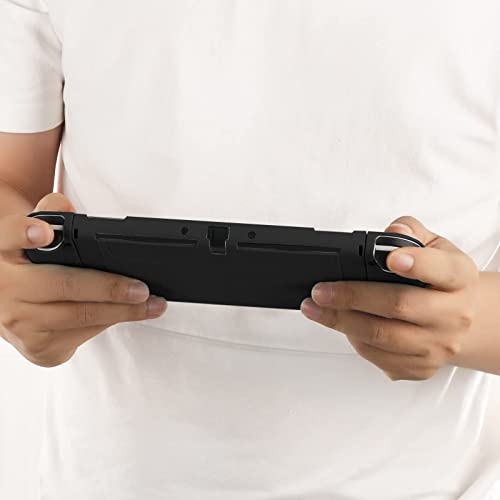Switch OLED Case for Nintendo Switch OLED Model, Dockable Cover, Soft TPU Protector Case with Grips & Console Accessories, Black