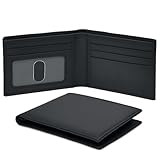 Mens slim Wallets | Billfold | 1 ID Windows | Black | Multiple Credit Card slots | Gifts for men | Soft genuine leather