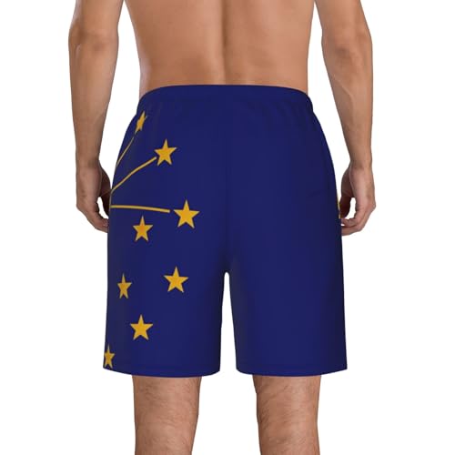 Indiana State Flag Print Men's Hawaiian Shorts Beach Shorts Quick Dry Fun Swim Trunks Lining Bathing Suits3