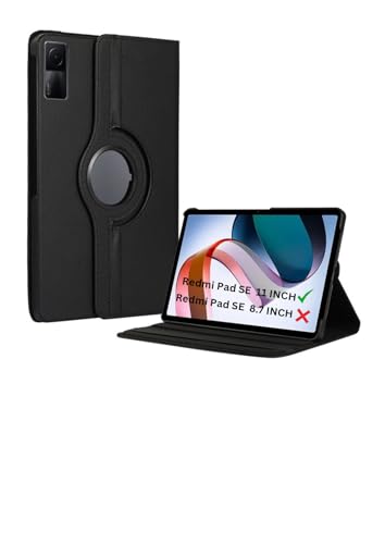 Image of CASEOUS Flip Cover Back Case for Xiaomi Redmi Pad SE 11 Inch, PU Leather Case, 360 Rotatable Multi-Angle Protection Stand Protective Case (Redmi Pad SE 11 Inch, Black)