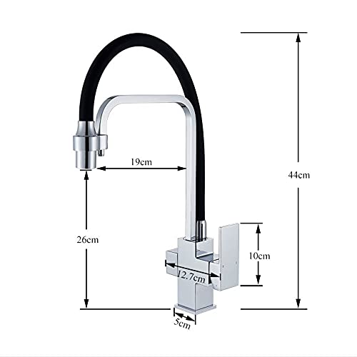 Grifo de Cocina Giratorio de 360° en latón Negro con purificador de Agua, Grifo multifunción para Fregadero, Ideal para Bares, Casas de Campo y Uso Comercial.