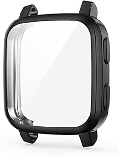 Flesh Leaf Compatible with Garmin Venu Sq Screen Protector Case, All-Around Protective Cover Soft TPU Shockproof Bumper Frame (Black+Silver+Gold+Pink+Rose Gold+Blue+Gray+white) (Black)