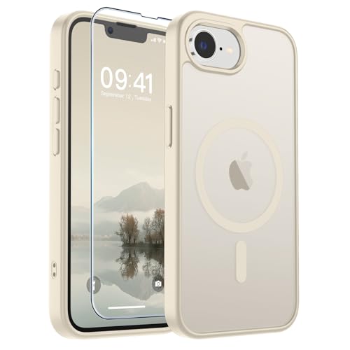 Image of SUPFINE Magnetic for iPhone 17e Case /iPhone 16e Case (Compatible with MagSafe)(Military Grade Drop Protection) Slim Translucent Matte Shockproof with Anti-Fingerprint Phone Case,Antique White