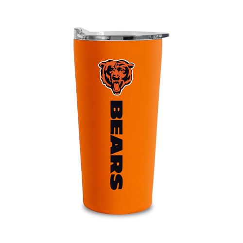 Rico Industries NFL Football Chicago Bears Orange 18oz Soft Touch Easy Grip Tumbler