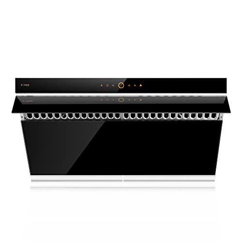 FOTILE JQG7505 30” Under-Cabinet or Wall-Mount Range Hood | Dual DC-Motor | Slant Vent Design | Hands Free On and Off | Touchscreen with 4 Speed Level | Modern Kitchen Onyx Black Glass