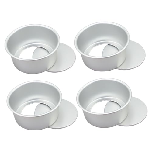 Baluue Juego de 4 Moldes Redondos para Pasteles de 4 Pulgadas Base Desmontable Anodizada Antiadherentes y Aptos para Hornear Mousse y Chiffon Ideales para Repostería Casera