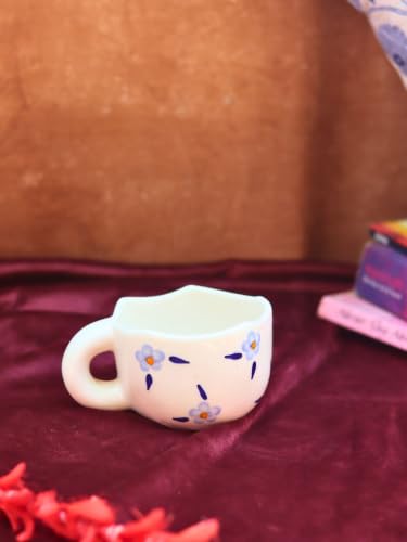 Image of WEAVING HOMES Daisy Bloom Mugs for Office, Stylish Tea Cups for Woman, Modern Coffee Mug for Travel (250 Ml) (1, WEAVING HOMES Blue Blossom Mug 220ml Microwave & Dishwasher Safe)
