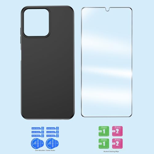 YJROP for Blackview Wave 6C Case with Tempered Glass Screen Protector Slim Full-Body Silicone Bumpers Anti-Scratch Shockproof Protective Phone Case Cover for Blackview Wave 6C(Black)