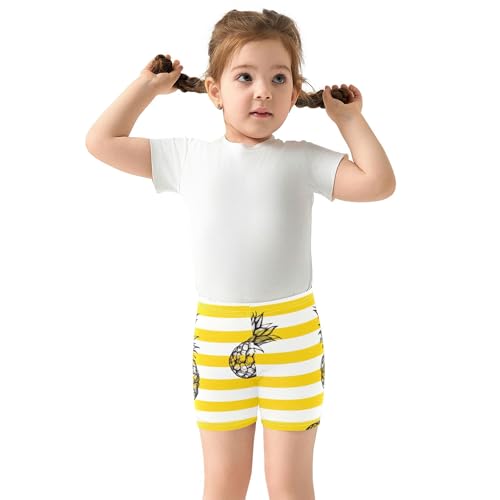 Joisal Cotton Shorts Under Dress Cartoon Pineapples Yellow Stripe Toddler Girl Biker Shorts 4t Kids Clothes3