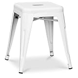 Blanc Iconik Interior Tolix Style Tabouret Design Industriel - 45cm - Nouvelle Édition - Stylix Blanc