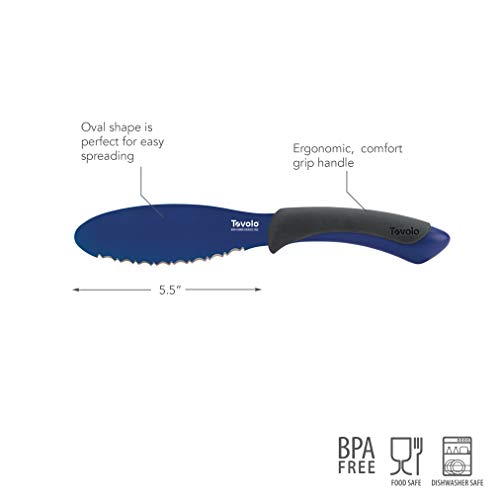 Image of Tovolo 5.5 inch Slicer With Comfort Grip Handle, Serrated Kitchen Knife for Bagels, Sharp High-Carbon Steel Blade, Dishwasher Safe & BPA-Free, Lx 6 in, Deep Indigo