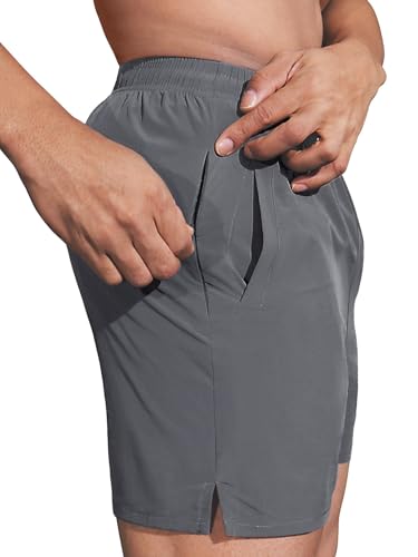 2 Pack Men's Athletic Running Shorts 5" Lightweight Quick Dry Gym Workout Shorts with Hidden Zipper Pocket2