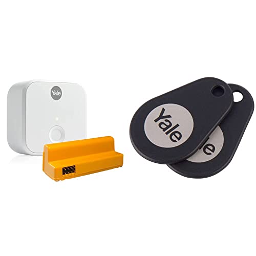Yale Connect Wi-Fi Bridge + Yale Access Module & P-YD-01-CON-RFIDT-BL Smart Door Lock Key Tags, Black, Pack of 2