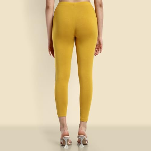 Image of ONE SKY Women Ankle Length Leggings | Premium Cotton Modal Spandex Blend | High Waist Stretchable & Bio-Washed Fabric | Colour-Lock | Ethnic Leggings for Women