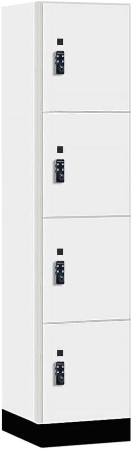 Salsbury Industries 18-44168AW-R 18 in. Wide Premier Wood Locker - Four Tier - 1 Wide - 6 ft. High - 18 in. Deep - Arctic White - Resettable Combination Locks