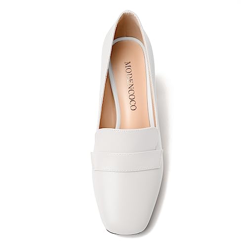 Image of MODENCOCO Womens Sexy Formal Matte Slip On Square Toe Work Block High Heel Loafers Shoes 3.5 Inch