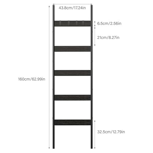 Escalera para mantas negra de madera para decoracion de salon 8