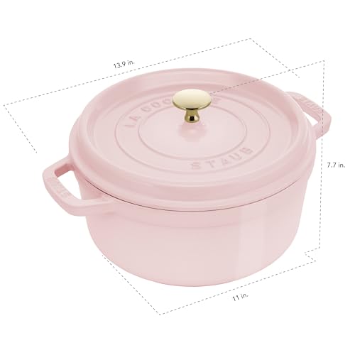 Image of Staub Cast Iron Round Cocotte 7-quart-Peony Pink