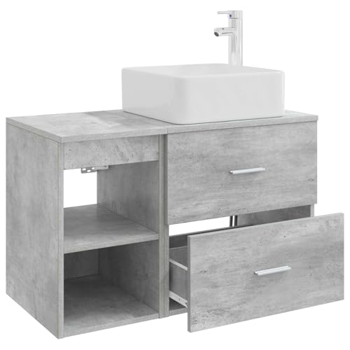 Muebles de baño para ahorrar espacio con este elegante conjunto gris hormigón 5