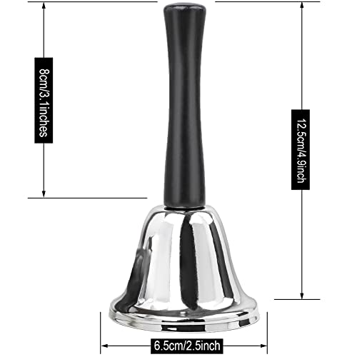 2 Pack Hand Bell, Silver Steel Bell, Ringing Bell With Handle, Dinner Bells For Inside Classroom Bell, For Food Line, Alarm, Jingles, Ringing (Silver) #TOP2