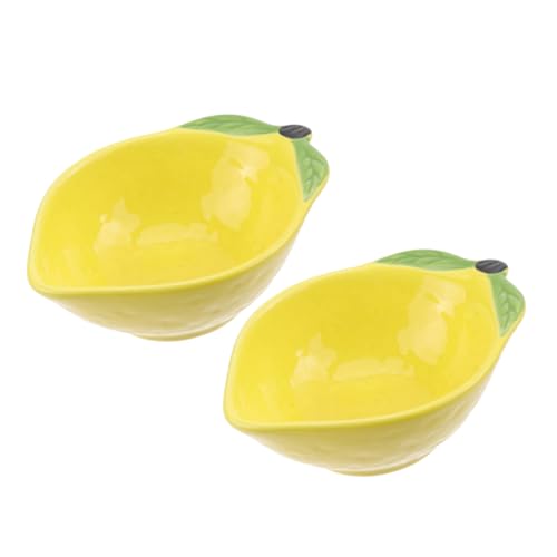 Cabilock Ceramic Lemon Saucer Lemon Dessert Plate Home Serving Tray Fruit Plate Set