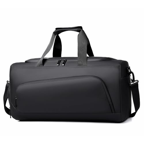 Bolsa de Deporte Bolsa Gimnasio para Hombre Mujer Grande Bolsa de Viaje con Zapatos y Compartimentos Húmedos Fin de Semana Viaje Bolsos Deportivos Fitness Gym (570, Negro)