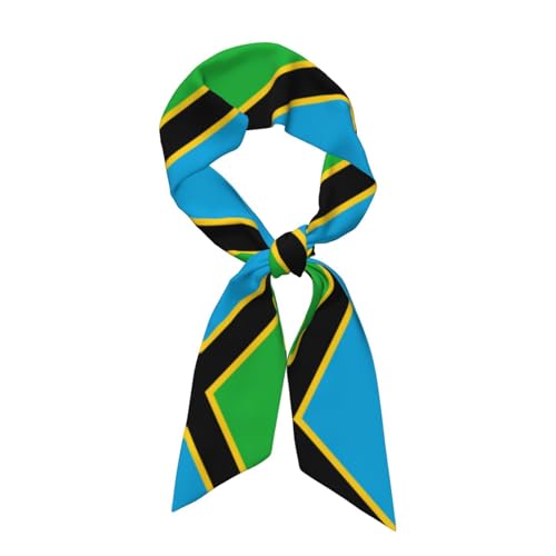Tanzania Flag Printed silk scarf 46.9x3.1 inches, light, soft and warm shawl