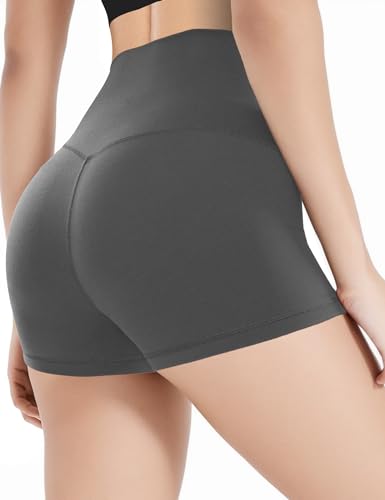 Short de motard en élasthanne femme short yoga gris foncé M