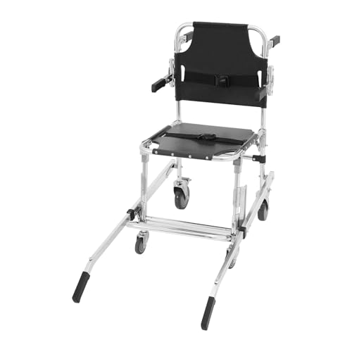 Silla de escalera de aleación de aluminio negra, silla plegable de evacuación, para bomberos rescate al aire libre, centro de primeros auxilios 52 x 100 x 93 cm