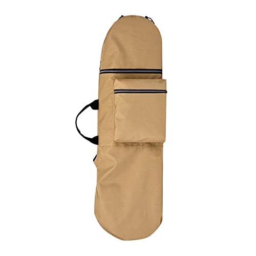 AMLESO Skateboard Backpack Bag, Skateboard Case, Adjustable Straps Folding Skiboard Handbag Longboard Carry Case for Travel Cruiser Deck Skate, Khaki 90cmx33cm