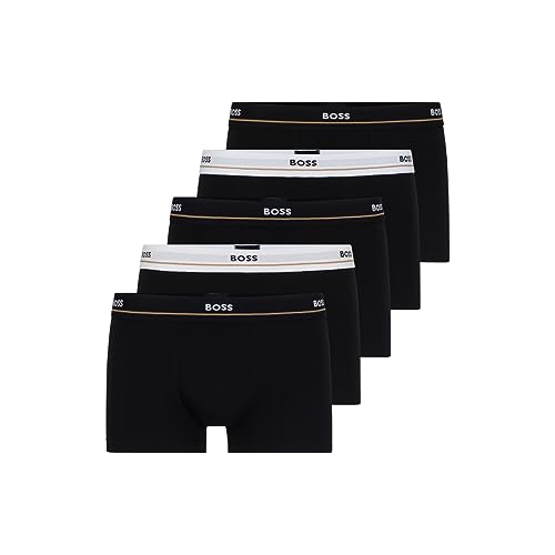 BOSS Men's 5 Pack Bold Logo Cotton Stretch Trunks