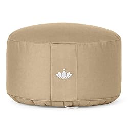 Lotuscrafts Cojin Meditacion Yoga Lotus - Altura 20 cm - Relleno con Cáscaras de Espelta - Cubierta en Algodon Lavable - Cojin Suelo Redondo - Cojin Yoga - Meditation Cushion - Certificado Gots
