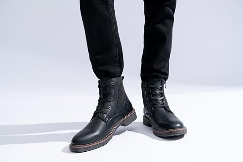 Image of Vostey Mens Boots Motorcycle Casual Boots for Men Zipper Fashion Chukka Boots Mens
