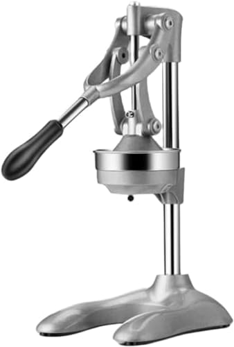 ジューサー 手動しぼり器 業務用 手動ジューサー フルーツしぼり 柑橘類フレッシュジューサー ステンレス製 果汁生搾り器 グレープフルーツ絞り器 レモン絞り器 手動 オレンジ・レモン・ぶどう絞り器 ギア式圧搾設計 U型厚手台座 家庭用 (シルバー)