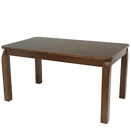 Sunnydaze Dorian 5-Foot Mid-Century Modern Dining Table - Solid Rubberwood Rectangle Kitchen Table - Dark Walnut #TOP21