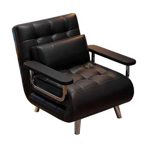 Silla convertible 3 en 1, respaldo ajustable, sofá cama de piel sintética con marco de metal, ahorra espacio para apartamentos pequeños, caravanas, habitaciones de invitados