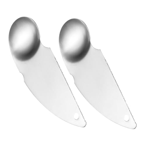 Angoily 2 pièces Cuillères Kiwi Acier Inoxydable Outil Éplucheur et Creuseur pour Fruits Kiwi Citron Cuillères Portables pour Cuisine