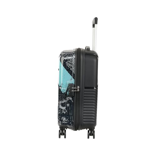 Image of Kamiliant by American Tourister ATHER|Printed Cabin Trolley Bag Small Size (55 cms) for Travel| Hard Case Polypropylene (PP) Suitcase|360 8-Wheel Spinner Luggage Trolley|Combination Lock|Black