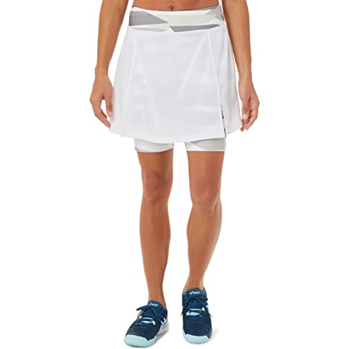 ASICS Women's NEW STRONG 92 SKORT Tennis Apparel, L, BRILLIANT WHITE