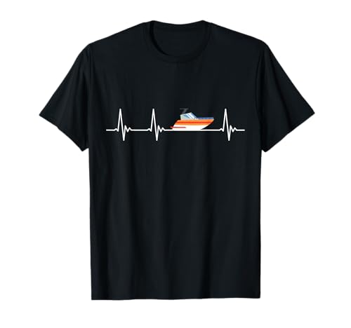 Motorboot Yacht Herzschlag EKG Boot Captain Skipper Geschenk T-Shirt