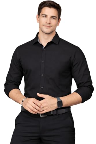 Image of Teaserwear Mens Slim Fit Casual Shirt | Solid Polo Neck Design | Premium Cotton Blend Fabric | Full Sleeve Formal and Casual Wear for Men