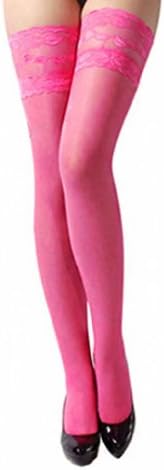 Xfome Style Women's Lace Top Sheer Thigh High Silk Stockings