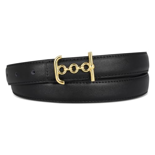 Image of Aurolran Women's Leather Belt with Buckle - Ideal for Dresses, Jeans, and Coats