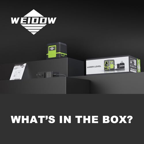 Weiddw laser level - Green Cross Line, for interior decoration, for vertical and horizontal measurement, 1200 mAh lithium battery, 10-hour standby time,<1mw(Without tripod style)
