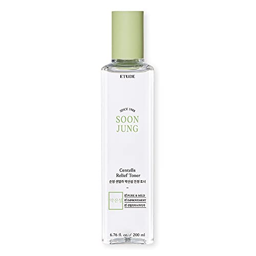 Etude SoonJung Centella Relief Toner 200ml/6.76fl.oz | Low-Irritant, Weakly Acidic Toner Soothes Irritated Skin | Korean Daily Facial Toner for All Skin Types | Free of Harmful Ingredients
