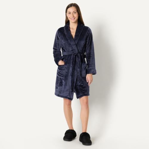 Image of Amazon Essentials Women's Mid-Length Plush Bath Robe, Loungewear (Available in Plus Size)