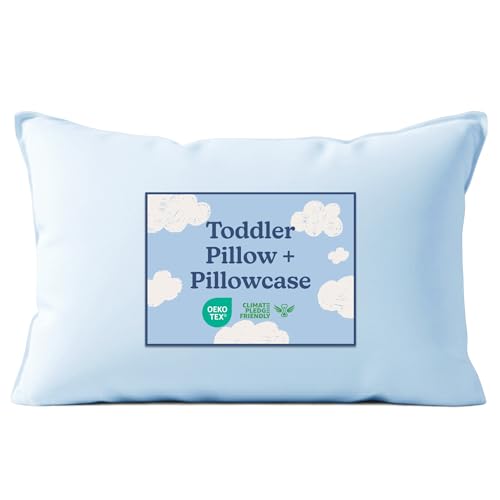 Toddler Pillow with Light Blue Pillowcase - Kids Pillow - 13x18