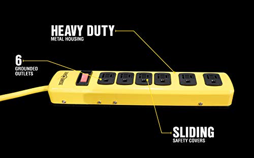 Yellow Jacket 5139N 14/3 6-Outlet Heavy Duty Industrial Metal Workshop Strip thumb #5