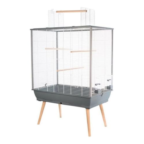 Zolux Käfig für Wellensittiche, Neo Jili, Grau, L 78 x T 48 x H 112 cm