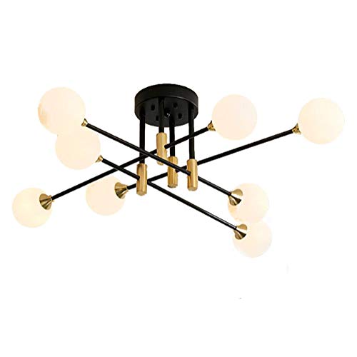 Luminaire suspendu doré 8 lampes LiChA lustre moderne de plafond